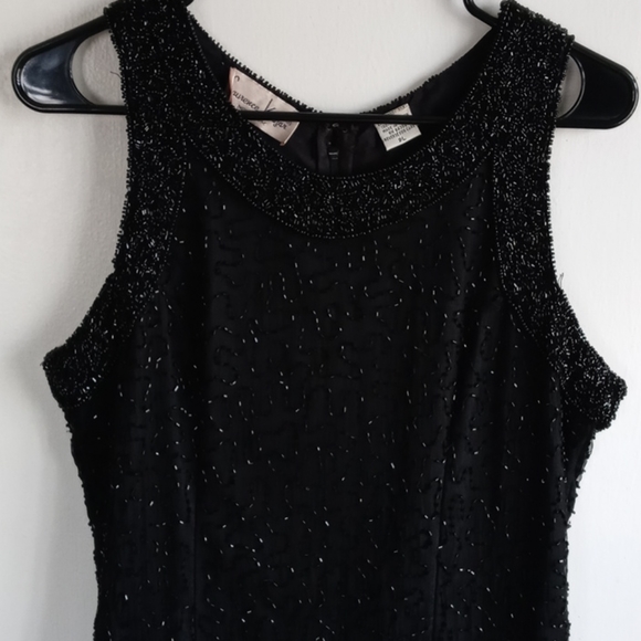 VTG Laurence Kazar New York Women's Black & Grey Beaded Sequin Evening Jacket - Cropped, XL